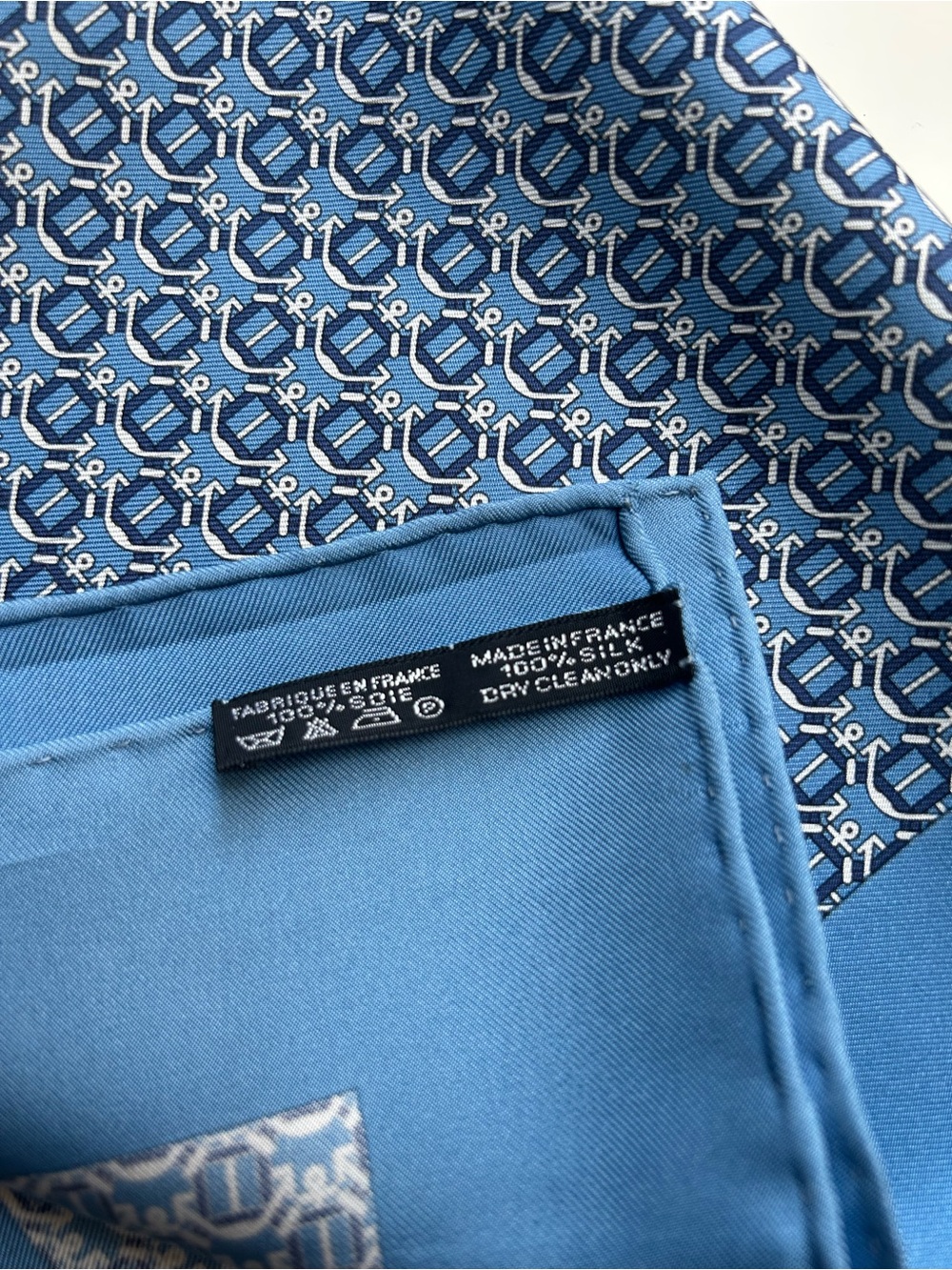 Hermes Paris Silk Scarf Blue Anchor Print - Picture 6 of 6